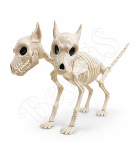 Cadılar Bayramı Korku Temalı Çift Başlı İskelet Köpek Figürü 43cm