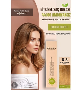 Renna AMONYAKSIZ Bitkisel Yıpranmış Saçlar İçin Saç Boyası 8-3 Açık Kumral Dore 60ml