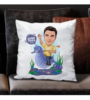 Kişiye Özel Deniz Atındaki Erkek Karikatürlü Yastık