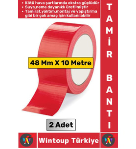 Ultra Güçlü Su Neme Dayanıklı Çok Amaçlı Montaj Onarım İzolasyon Tamir Bantı Kırmızı 48 Mmx10Mt 2 Ad