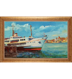 EV İŞYERİ OFİS İÇİN ALTIN ÇERÇEVELİ PASPARTULU TABLO VB309