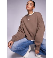 Nike Sportswear Essential Collection Fleece Oversized Kadın Sweatshirt Kahverengi