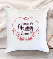 Love You Mommy Tasarımlı Yastık (Beyaz)