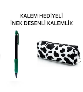 İnek Desen Kalemlik - Okul Kalemliği-Makyaj Çantası ve Kalem Hediyeli