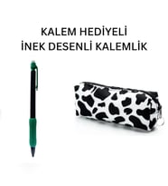 İnek Desen Kalemlik - Okul Kalemliği-Makyaj Çantası ve Kalem Hediyeli