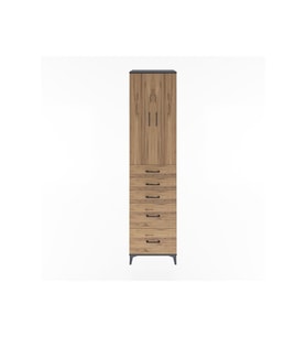 Hyperion Dolap 3 Raflı 5 Çekmeceli 2 Kapaklı 60x44x243 Antrasit-Çam