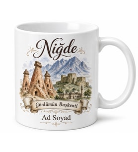 Niğde Şehir Hatırası Baskılı Kupa Bardak Hediye Porselen Mug