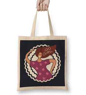 Feminist Go Girl Hair Text Bez Çanta Uzun Saplı