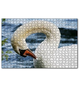 Cakapuzzle Zarif Beyaz Kuğu Yakın Plan Puzzle Yapboz MDF (Ahşap) (120 Parça)