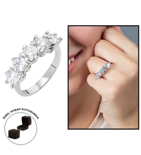 Starlight Diamond Pırlanta Montür 925 Ayar Gümüş Bayan Beştaş Yüzük