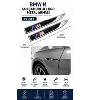 BMW M Metal Damla Desen Çamurluk Yan Çıtası Logo Amblem 2’li Set 15 CM