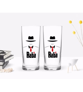 BK Home Renkli Baskılı Godfather Baba Tasarımlı İkili Rakı Bardağı Seti-17 (Beyaz)