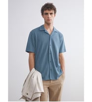 LCW Vision Mavi Regular Fit Resort Yaka Kısa Kollu Erkek Gömlek