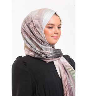 Geometrik Desen Pavia Seri Şal Eşarp Askısı ile Birlikte 90X200 cm Vizon Pembe S