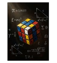 Formüllü Rubik Küp Zeka Tablosu Dekoratif Kanvas - Mdf Ahşap Tablo
