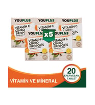 Youplus Vitamin C Çinko Propolis 20 Efervesan Tablet 5 Adet