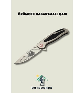 Örümcek Kabartmalı Çakı - 21,5 cm (Gri)