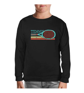 Tenis - Raket Yatay Siyah Çocuk Sweatshirt