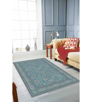 Turkuaz Vintage Kaymaz Taban Makinede Yıkanabilir Halı RV290 - 100 x 160 cm