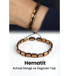 Hematit Doğal Taş Kahverengi Yassı Kare Kesim 7x7mm Makrome Bileklik