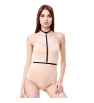 Tek Sıralı Boyun Bel Deri Harness (Kırmızı)