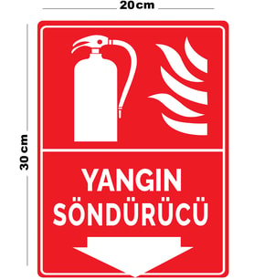 Metal Yangın Söndürücü 20cm x 30cm A4 Büyüklüğünde Uyarı Levhası Yönlendirme Tabelası