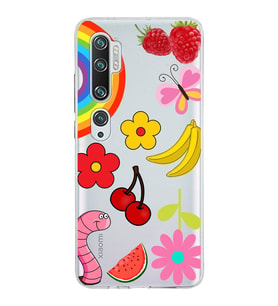 PrintiFy Xiaomi Mi Note 10 ile Uyumlu 1mm Slim Fit Water Color 5 Baskılı Şeffaf  Kılıf