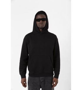 Siyah Basic Oversize Erkek Kapüşonlu Hoodie 3 iplik Sweatshirt