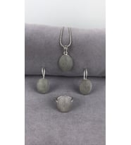 Telkari Parmak İzi Oval Gümüş Kadın Set