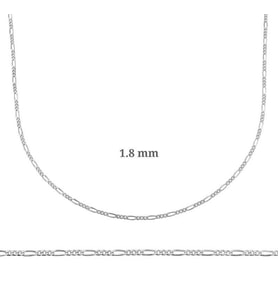 1.8 mm Gümüş Figaro Zincir - 0.50 mikron