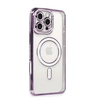 Apple İphone 16 Pro Kılıf Joke Simli Magneticsafe Kılıf - Derin Mor