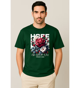 Erkek - Kadın %100 Pamuk Hope Gül Desenli Baskılı Yarım Kollu Bisiklet Yaka T-Shirt
