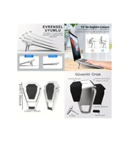 2'li Metal Laptop Standı, Yükseklik Ayarlı ve Taşınabilir