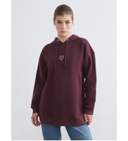 LCW Modest Mürdüm Baskılı Kadın Hoodie