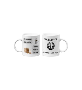 Avukat/Lawyer Hukukçu Temalı Hediyelik İkili Beyaz Seramik Kupa Seti-6-İKİLİ