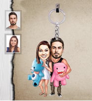 Kişiye Özel Sevgili Karikatürlü Ahşap Anahtarlık  Model 17-Eco