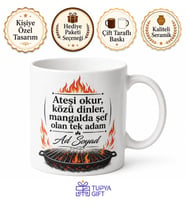 Bacanağa Hediye Mangal Ustası Baskılı Seramik Kupa Bardak Özel Tasarım