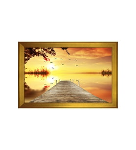 Manzara Temalı Kanvas Tablo 80 x 110 cm Gold Çerçeve