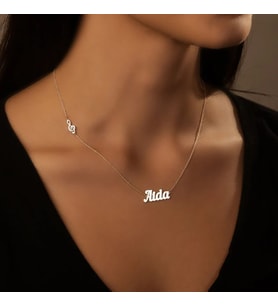 Kişiye Özel 925 Ayar Gümüş Yan Sol Anahtarı Müzik Notası Detaylı İsim Kolye