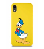 Apple iPhone XR Soft Premier Kapak Donald Duck-D Tasarımlı Silikon Kılıf - Sarı (Şeffaf)