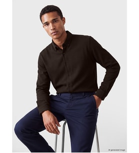 LCW Vision Kahverengi Slim Fit Waffle Erkek Dokulu Gömlek