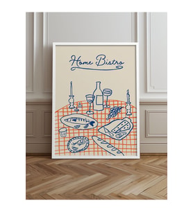 Tekli Çerçeveli Tablo Home Bistro Poster Tablo TK/716 (Düz Beyaz)