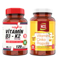 Vitamin C Çinko Propolis 60 Tablet   Vitamin D3-K2 120 Tablet (Renksiz)