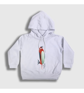 Presmono Unisex Çocuk Beyaz Cool Bird Kuş Kapüşonlu Sweatshirt 290767tt (Beyaz)
