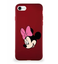 Apple iPhone SE 2020 Soft Premier Kapak Minnie Mouse-B Tasarımlı Silikon Kılıf - Mürdüm (Şeffaf)