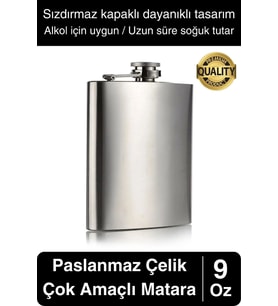 Limited Edition Sızdırmaz Paslanmaz Çelik 9 Oz Alkol Sıvı İçecek Kamp Cep Su Matarası Dayanıklı