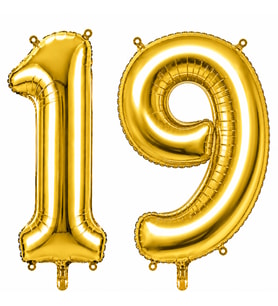 19 Rakam Folyo Balon Altın Rengi (100 cm)