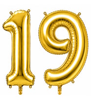 19 Rakam Folyo Balon Altın Rengi (100 cm)