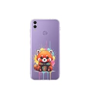 Honor 8C ile Uyumlu Splash Tilki Tasarımlı Şeffaf Silikon Kılıf