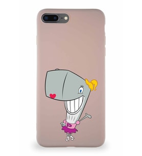 Apple iPhone 7 Plus Soft Premier Kapak Pearl Yengeç Tasarımlı Silikon Kılıf - Pudra (Şeffaf)